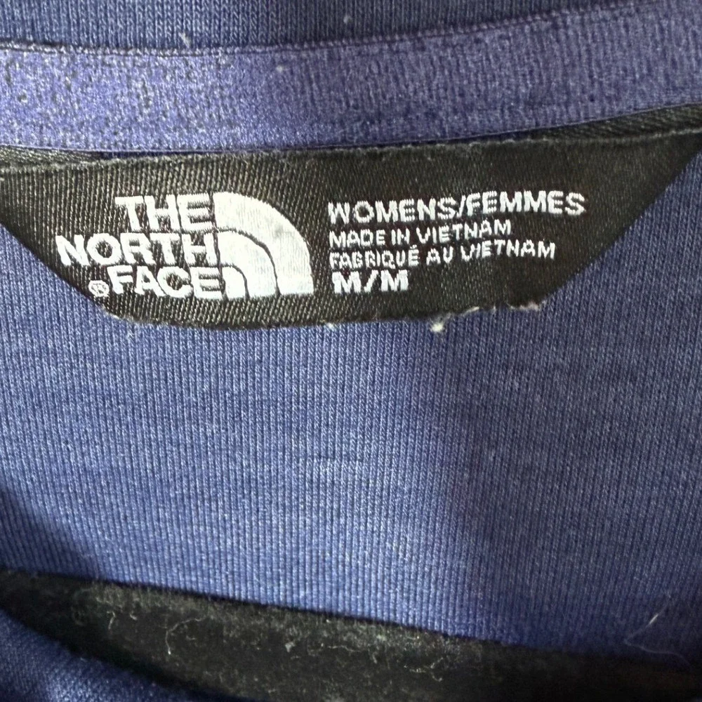 The North Face Womens M Hooded Fleece Vest Navy Blue Full Zip Pink Layering